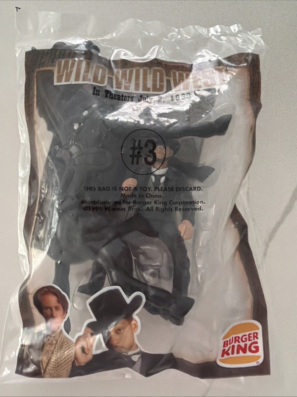 Wild Wild West Burger King Kids Meal Toy #3 Black Horse & Cowboy Figure Sealed