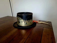 Vintage Native American Fur Trade Beaver Top Hat with Silver Hudson Bay Crown