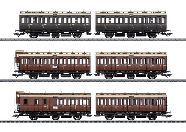 MäRklin Ho 42047 Wagenset Drei 3-Achsigen Abteilwagen-Paare Der Kpev Neu Ovp-image