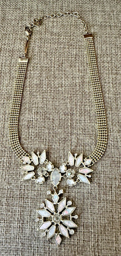 Kendra Scott Isabella Choker Necklace Gold Tone Iridescent Opals Crystals