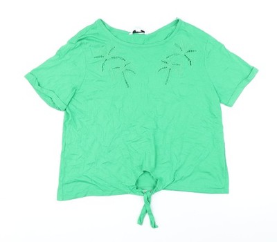 NEXT Damen grün Baumwolle Basic T-Shirt Größe 14 U-Boot-Ausschnitt - Palmenschmuck
