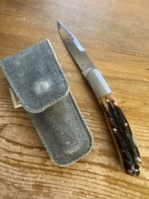 Vntg. Moki Knives Gentleman’s Pocket Knife w/ Canvas/Leather Sheath Beautiful