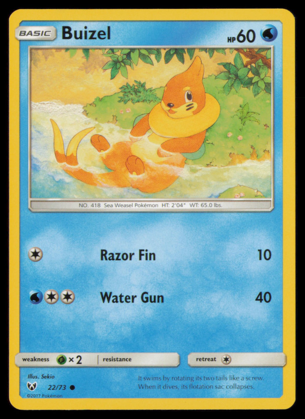 Buizel 22/73 Common Shining Legends Pokemon Lightly Played