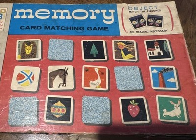 Vintage Milton Bradley Memory Card Matching Game 1968. #4664 kids/adults Brain