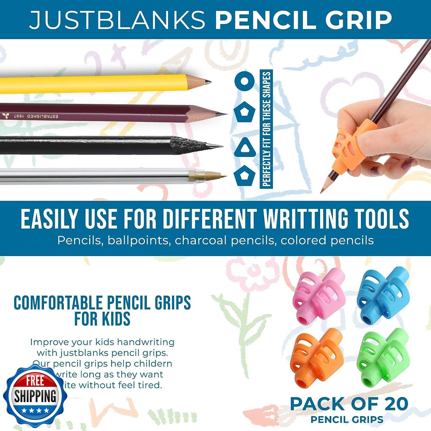 JustBlanks 20 Pcs Pencil Grips for Kids Handwriting - Pencil Holder for Kids,