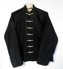 Vtg Sz XL DaDi Traditional Chinese Dogi / Gi Black Jacket w/ Frog Closure + Pant