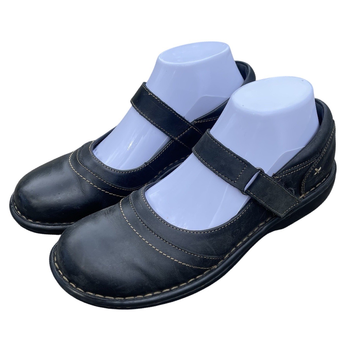 Born Of Concept Mary Jane Flats Women's Size 9/40.5 Black Leather Strap