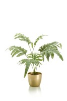 Artplants Kunst GoldtüPfelfarn Scorpi, Keramiktopf Gold, GrüN-Grau, 65Cm