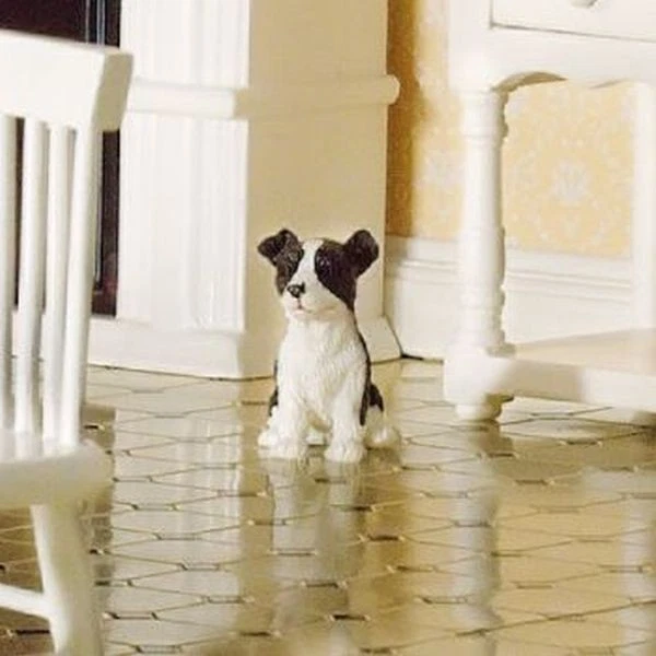 STREETS AHEAD DOLLSHOUSE Benji der Border-Collie Schwarz/Weiß, Puppenhaus, Puppenstube 1:12