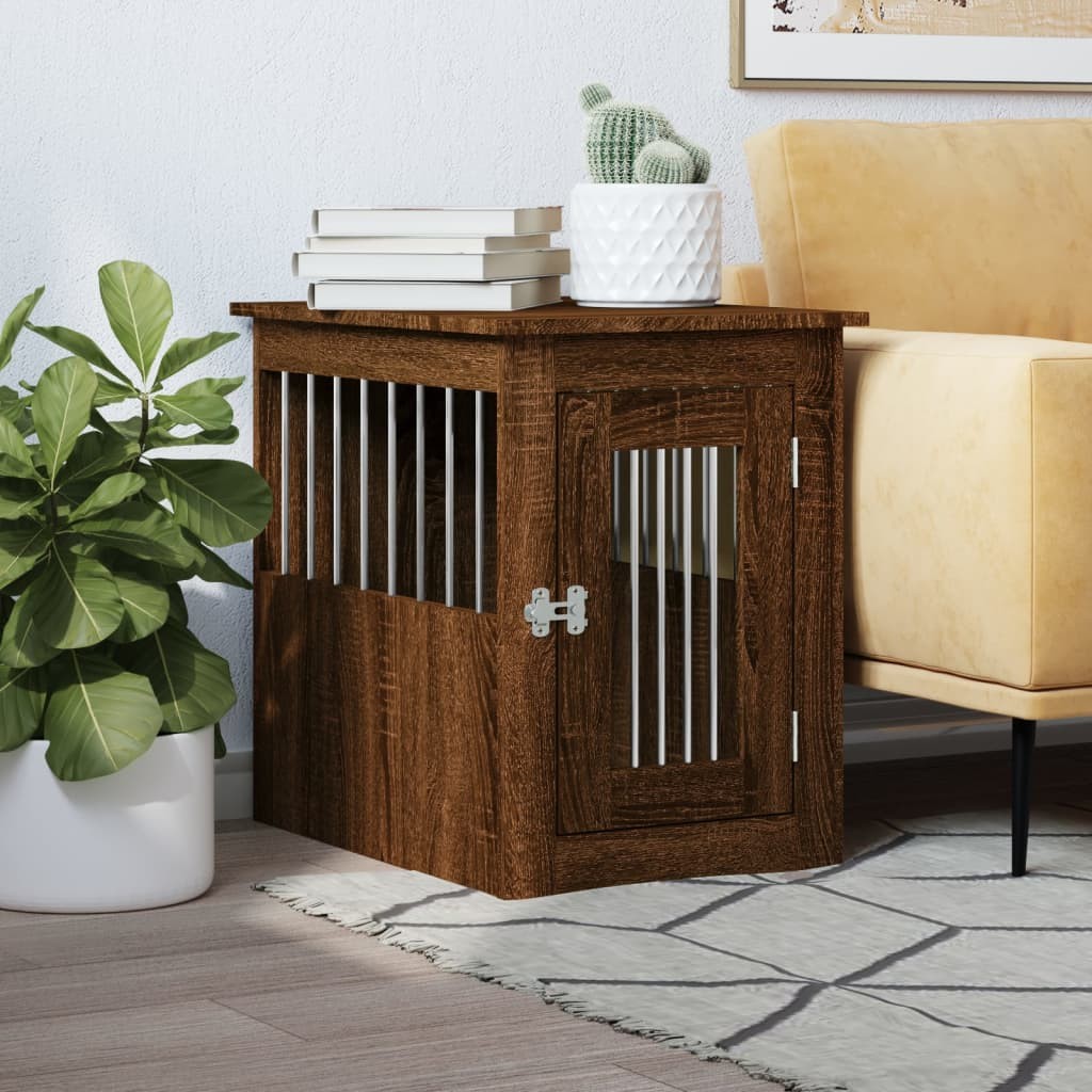 Gabbia per Cani da Interno Tavolino Legno Multistrato vidaXL Rovere