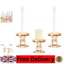 Stilvolle 3er Pack Klarglas Kerzenhalter für Tisch Mittelstücke & Veranstaltungen