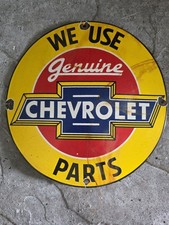 Vintage We Use Genuine Chevrolet Parts Porcelain Sign 12 Vintage We Use Genuine Chevrolet Parts Porcelain Sign 12