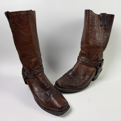 Sage Boots Womens Size 8.5 D Brown Leather Western Harness Square Toe Mid Calf