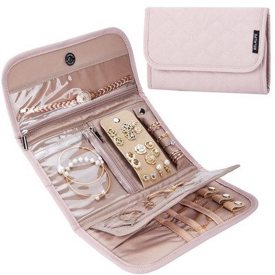 BELALIFE Travel Jewelry Case Organizer, Medium Foldable Storage Medium, Pink