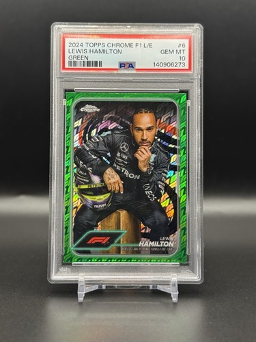 2024 Topps Chrome Logofractor F1 Lewis Hamilton Green Portrait #6 PSA 10