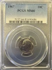 1967 Circulated Clad Roosevelt Dime 10c Coin PCGS Certified MS66 Philadelphia
