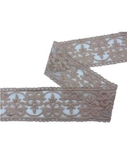 Passamaneria Bordo Merletto Rosa Cipria Tramezzo Tulle Ricamo Mano Cotone Matto