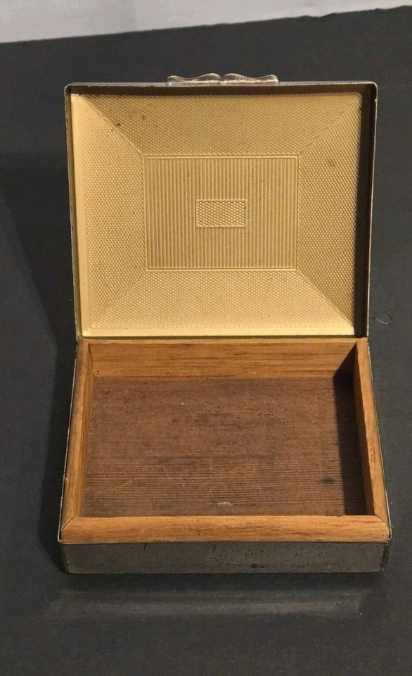 Caixa de cigarro Aristocrat Art Deco forrada de mogno cromada inglesa exclusiva - Imagem 2 de 4