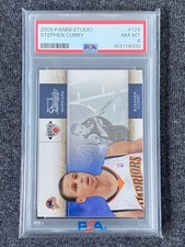 PSA8 Stephen Curry Panini Studio Rookie Card. rookie card picture