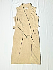 CALVIN KLEIN Women's Beige Belted Moto-style Trench Dress Size 6