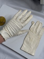Vintage Saks Fifth Ave Italian Leather Gloves Off White Size 7