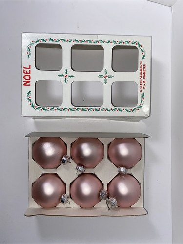 Vintage NOEL Light Pink Glass Ball Christmas Ornaments Victorian - Picture 7 of 12