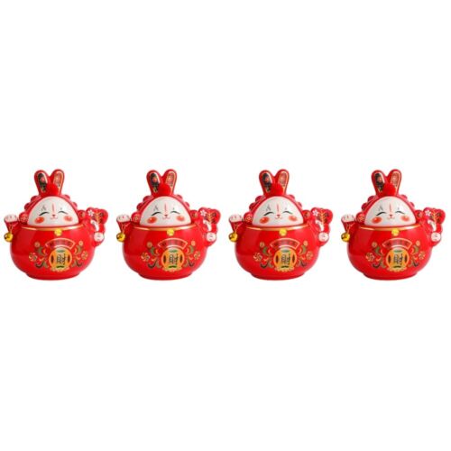 4 Pack Rabbit Tea Box Ceramic Porcelain Tea Container Storage Box-