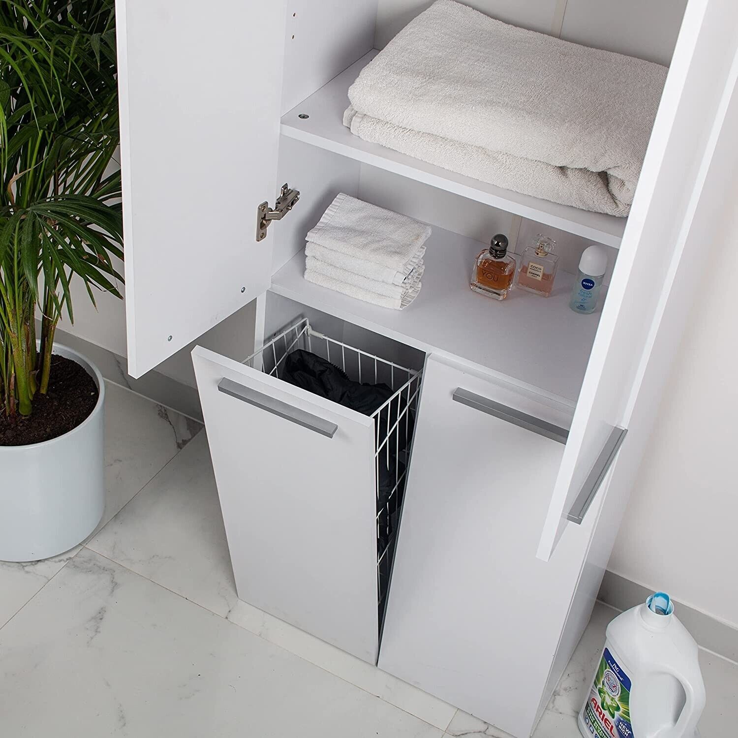 ADGO Meuble de salle de bain avec 2 paniers à linge Meuble de salle de