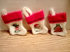 Three Mini Christmas Stockings. Very Good 