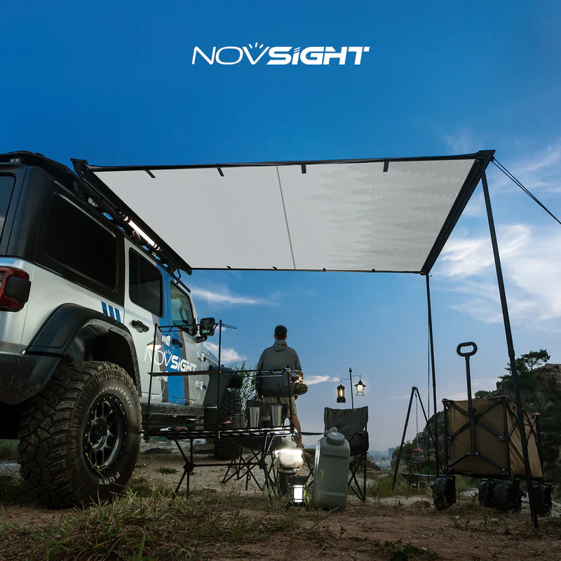 6.6x6.6ft Vehicle Awning Rooftop Pullout UPF50+ Side Awning for Jeep/SUV/Truck