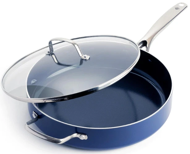 Saute Pan Diamond Infused Ceramic Nonstick Jumbo Cooker Helper Handle 5 Quart