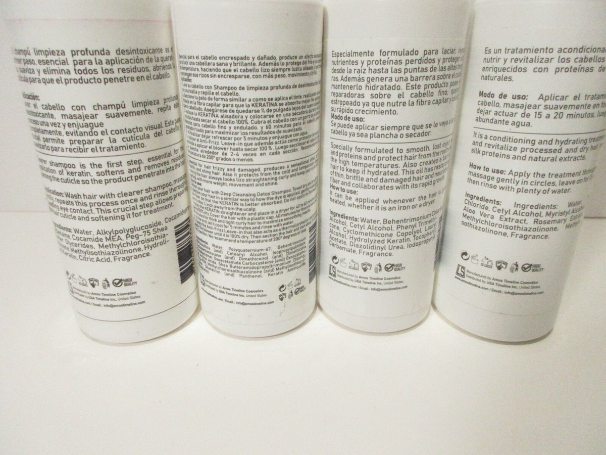 AMOS Straightening Keratin Treatment Kit steps (4oz bottle x