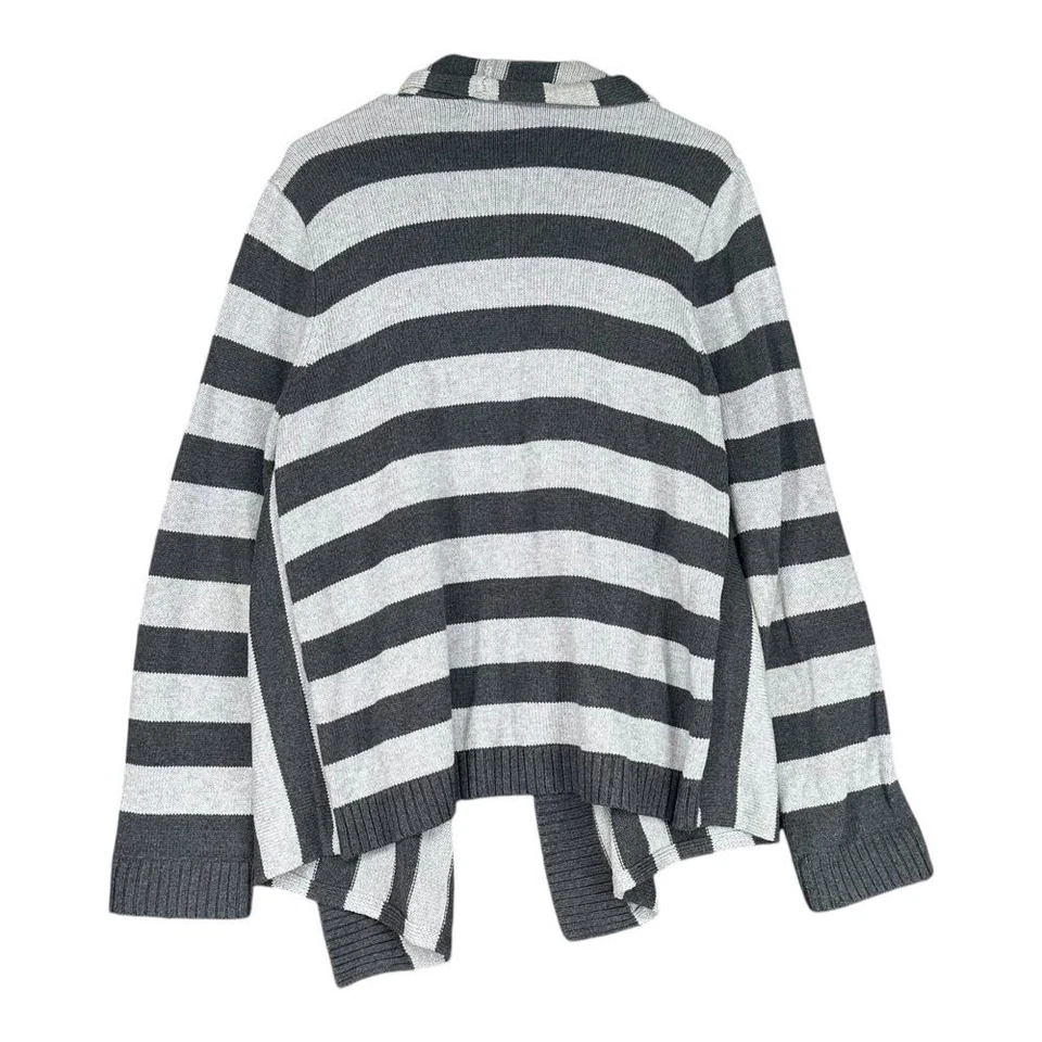 Cárdigan abierto tejido negro gris suéter boho drapeado maduro Chaps XL para mujer Foto 2 de 4