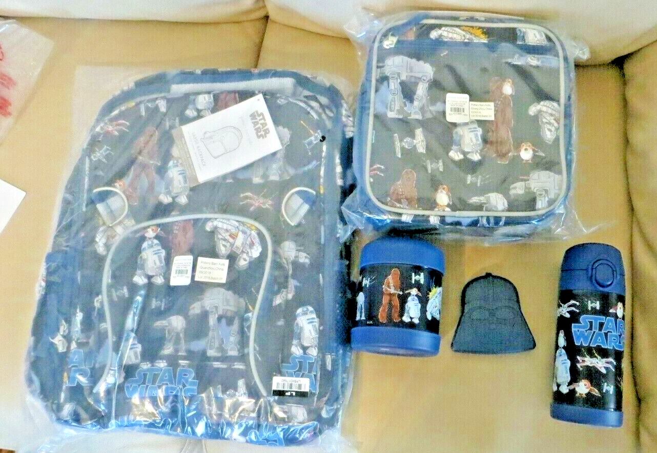 PONY ZAINO Pottery Barn scuola Disney STAR WARS SOLO + LUNCH BOX + ACQUA + BORSA RAGAZZO.