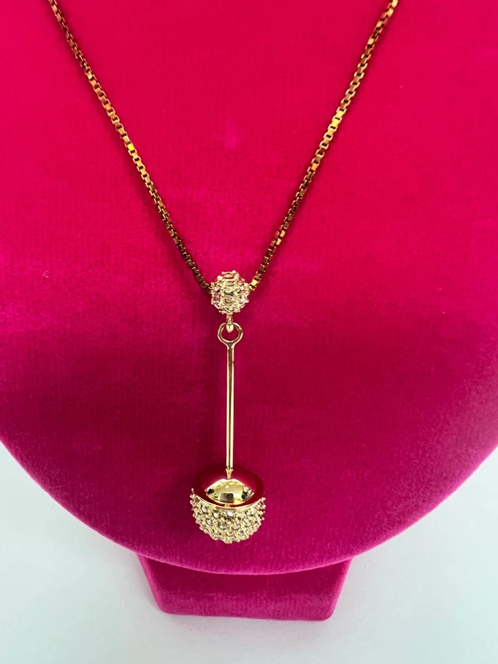 Vintage Authentic Swarovski Crystal Ball Drop Bar Necklace Gold with Pouch - Image 2 of 4