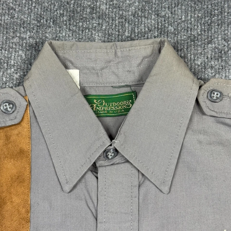 VINTAGE Outdoors Impression Shirt Mens Medium Khaki Long Sleeve Button Shooting - Image 4 of 4