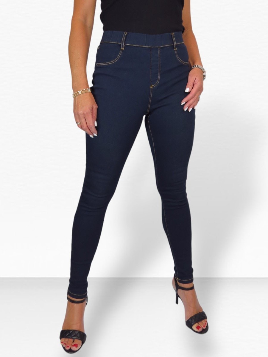 Ladies Denim Jeggings Super Skinny Fit Pull On Jeans High Rise