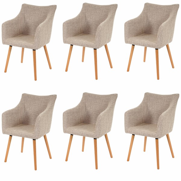 6Er-Set Esszimmerstuhl Vaasa T382, Stuhl, Retro 50Er Jahre, Stoff, Creme/Grau-image