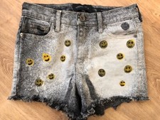 Kendall  Kylie Smiley Face Denim Shorts The Drifter High Rise Black Size 3/26