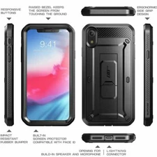Genuine SUPCASE Case For iPhone XR 6.1", Kickstand Full Cover with Screen BLACK