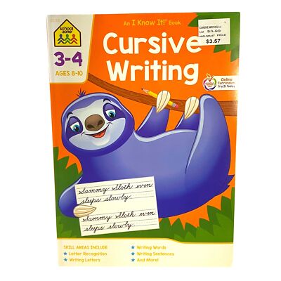 School Zone Cursive Writing Workbook Grades 3 to 4 Ages 8 to 10 I Know It