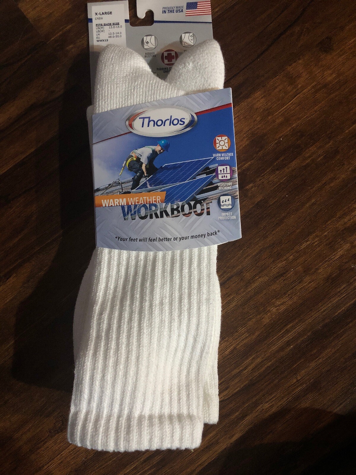 Thorlos Unisex WWX Warm Weather Work Padded Crew Sock, White, XLarge eBay