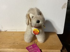 Vintage Steiff Whitey the Poodle white hair and brown eyes with all labels 70 s