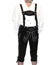 Black Leather Bundhosen Lederhosen Short Pants German Oktoberfest Sz 32" to 56"