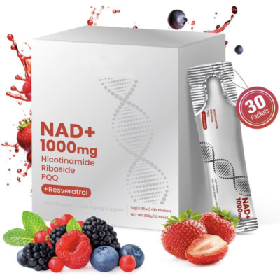 NR1000 - NAD+ Berry Flavor Drink Mix For Skin Aging Support Energy Focus 30 Pack