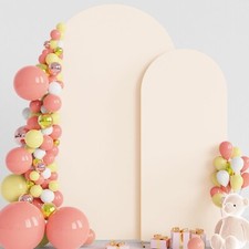 2PC Wedding Arch Cover 7.2FT  6FT Spandex Fitted Wedding Arch Covers Beige