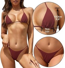 SHEKINI Womens Bikini Set Triangle Halter Lace-up Swimsuit Sexy Bathing Suits