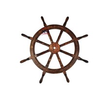18 Zoll Maritim Rad Holz Schiff Lenkrad Oldtimer Rad Kapit&auml;nsrad Messing Gesc...