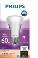 LOT OF 6 -Philips 11-watt A19 LED Household Dimmable Light Bulb Soft White