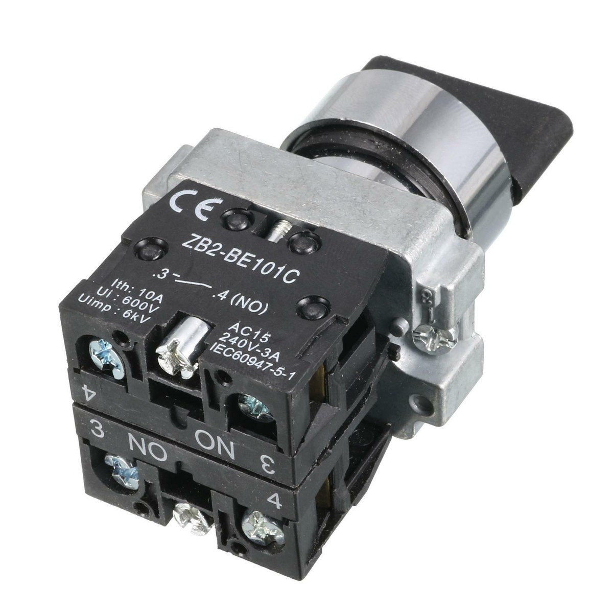 Uxcell Rotary Selector Switch 3 Position 2NO Self-Locking Latching AC 660V 10A 22mm (Pack Of 2)